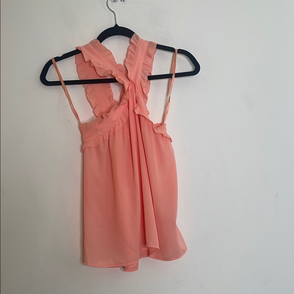 J. Crew Peach Ruffled Sleeveless Top